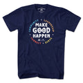 Navy B-Tru Make Good Happen T-shirt with handshake and colorful community lettering