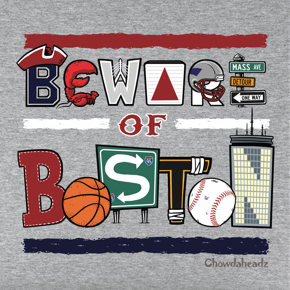Beware of Boston Icons Youth Hoodie - Chowdaheadz