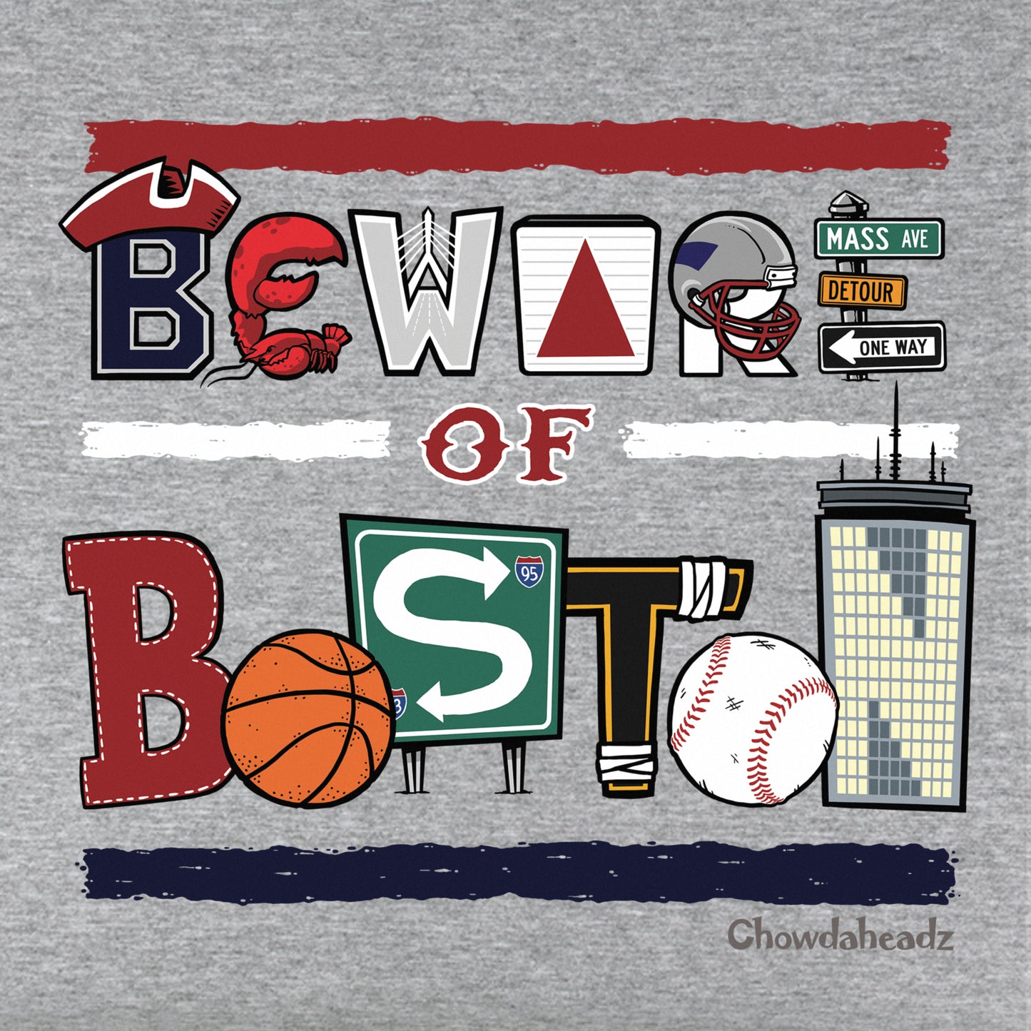 Beware of Boston Icons Youth T-Shirt - Chowdaheadz