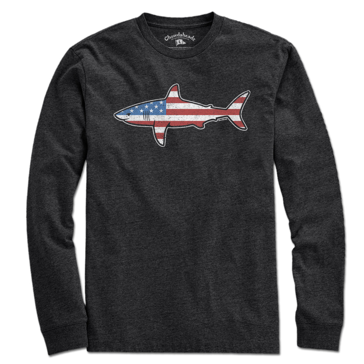 Stars and Stripes USA Shark t-shirt in alternate colorway — Cape Cod patriotic gift
