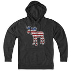 ’Merica Moose hoodie with patriotic moose graphic — funny Maine patriotic hoodie