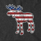 Close-up of ’Merica Moose hoodie design — patriotic moose illustration