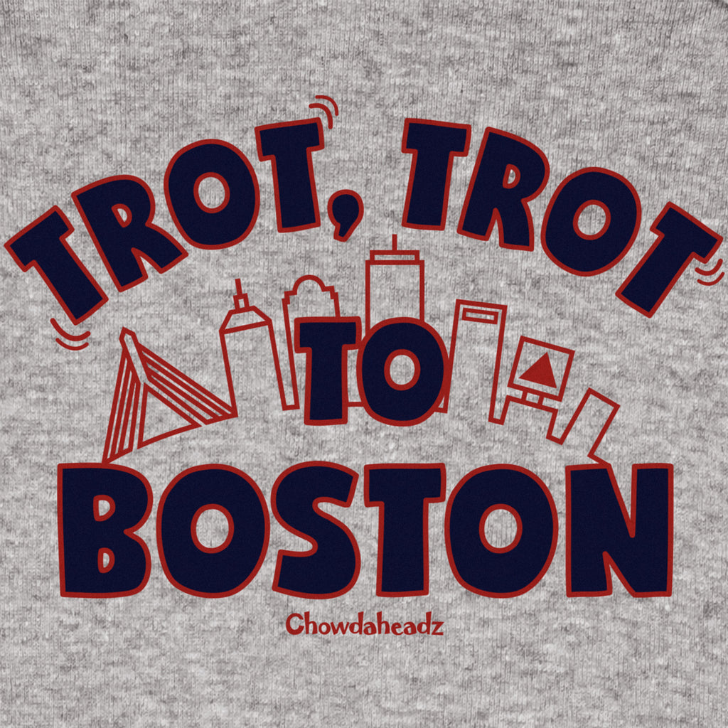 Trot Trot To Boston Infant One Piece — graphic detail in Gray