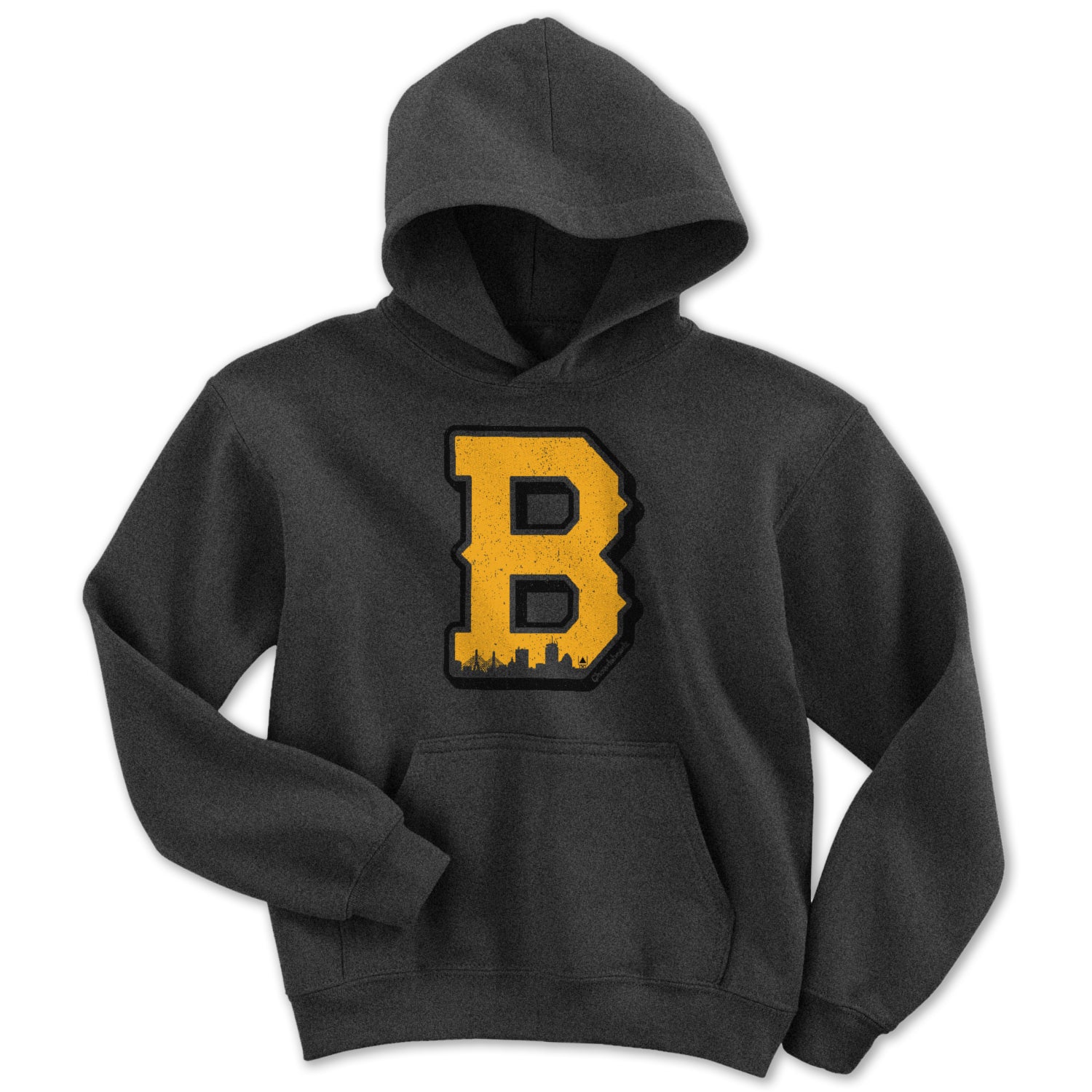 Black & Gold Big Block B Youth Hoodie - Chowdaheadz
