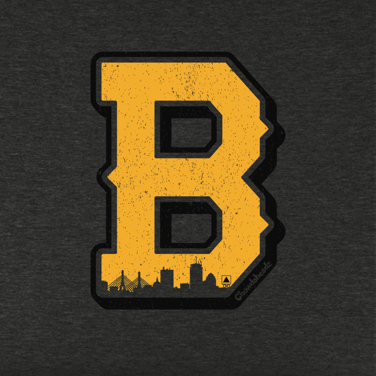 Black & Gold Big Block B Youth Hoodie - Chowdaheadz