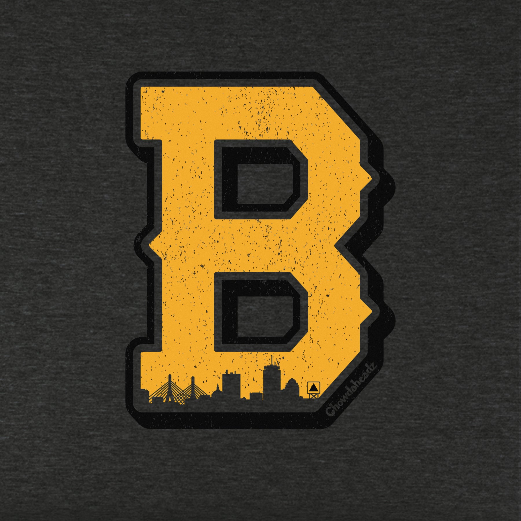 Black & Gold Big Block B Youth Hoodie - Chowdaheadz