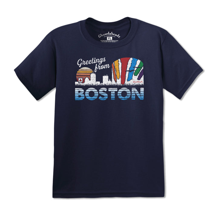 Greetings From Boston Youth T-Shirt - Chowdaheadz