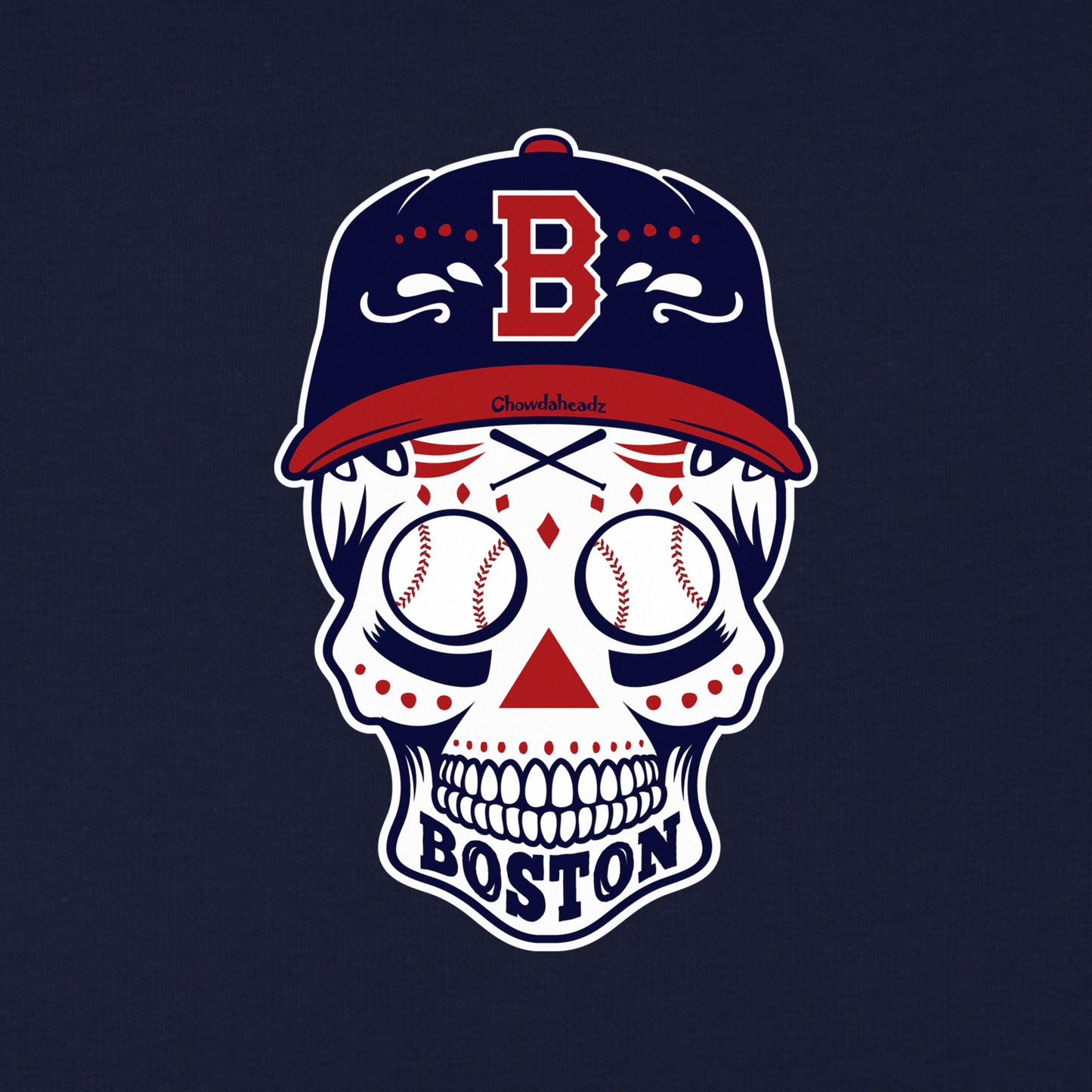 Boston Baseball Dead Head Youth Hoodie - Chowdaheadz