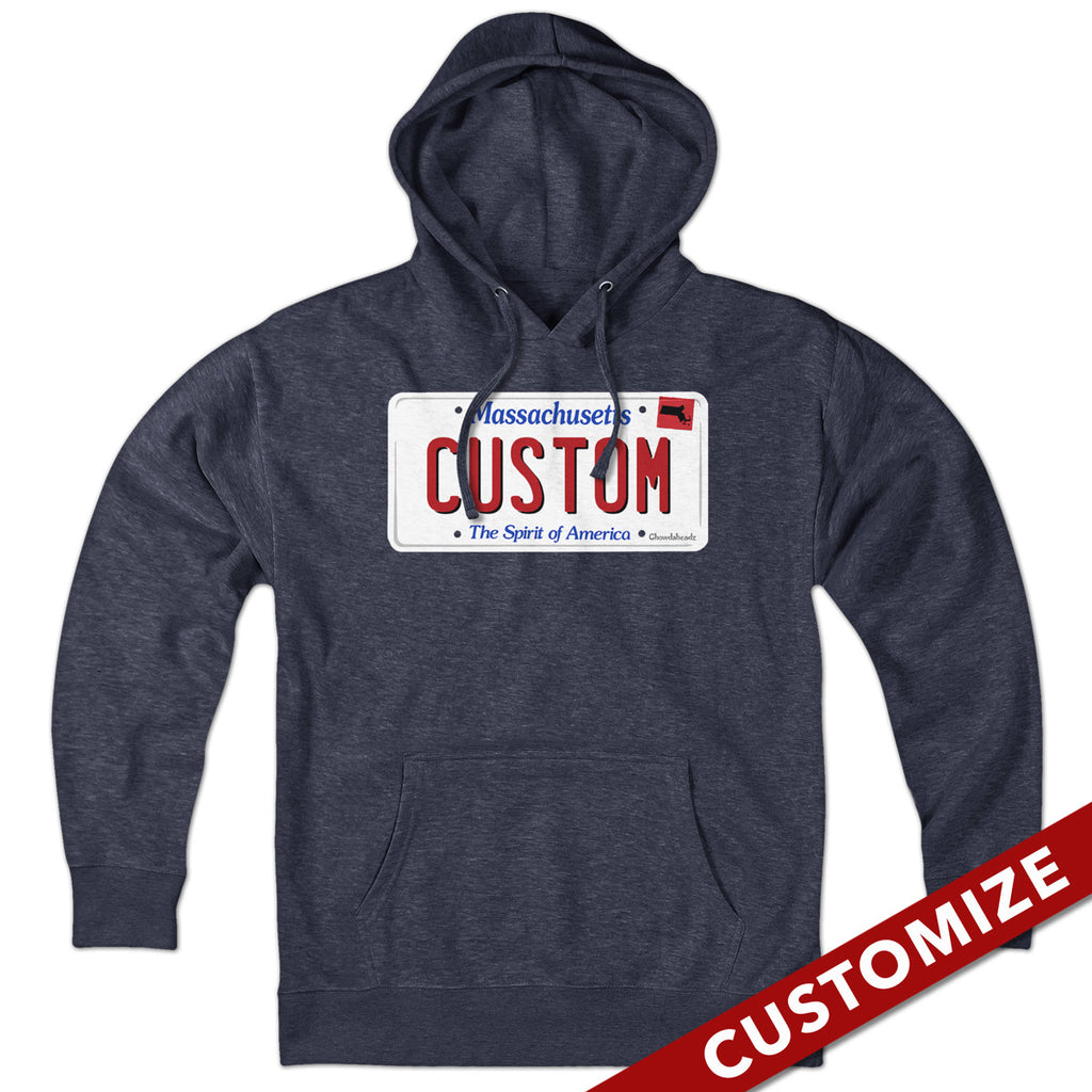 Custom Massachusetts License Plate Hoodie - Chowdaheadz