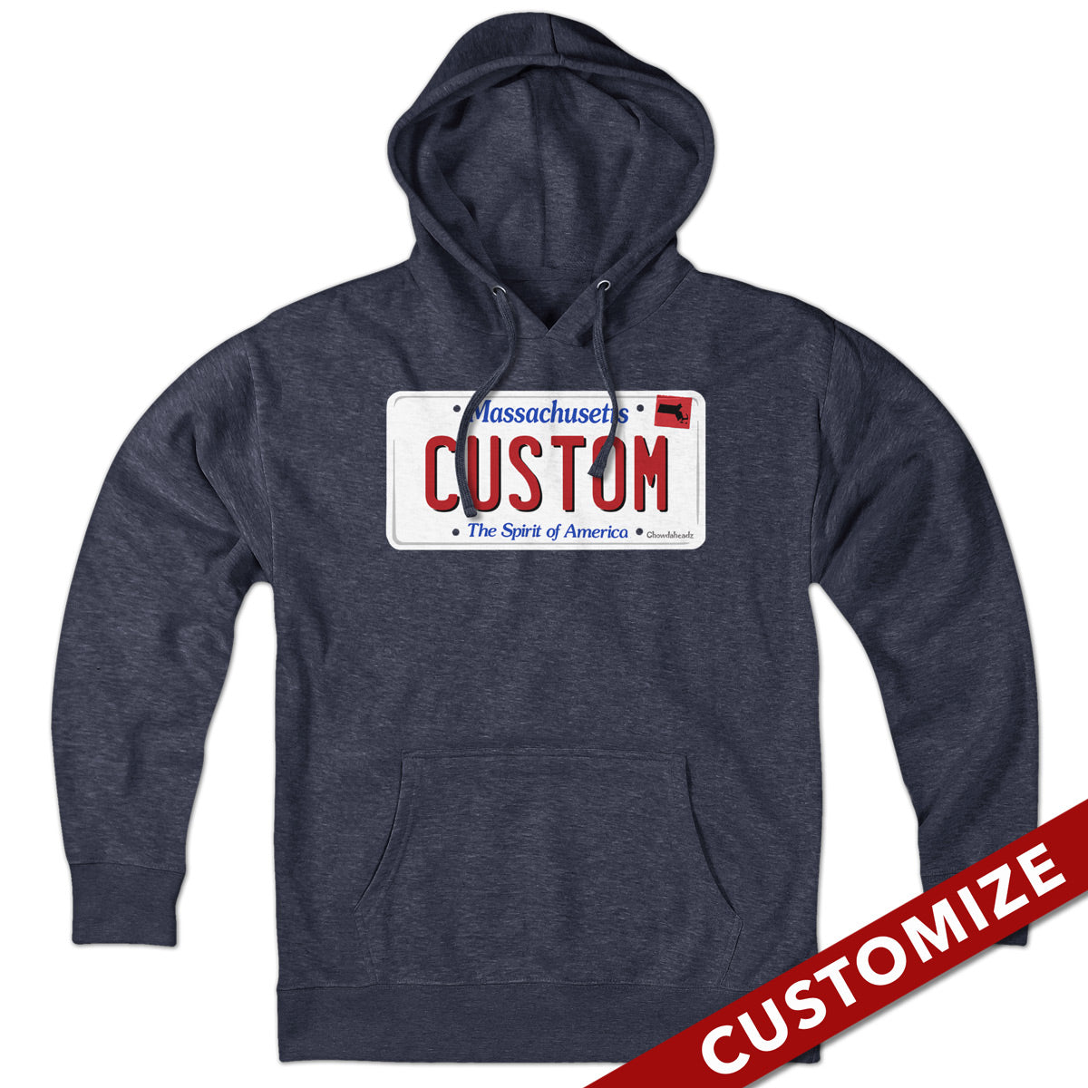Custom Massachusetts License Plate Hoodie - Chowdaheadz