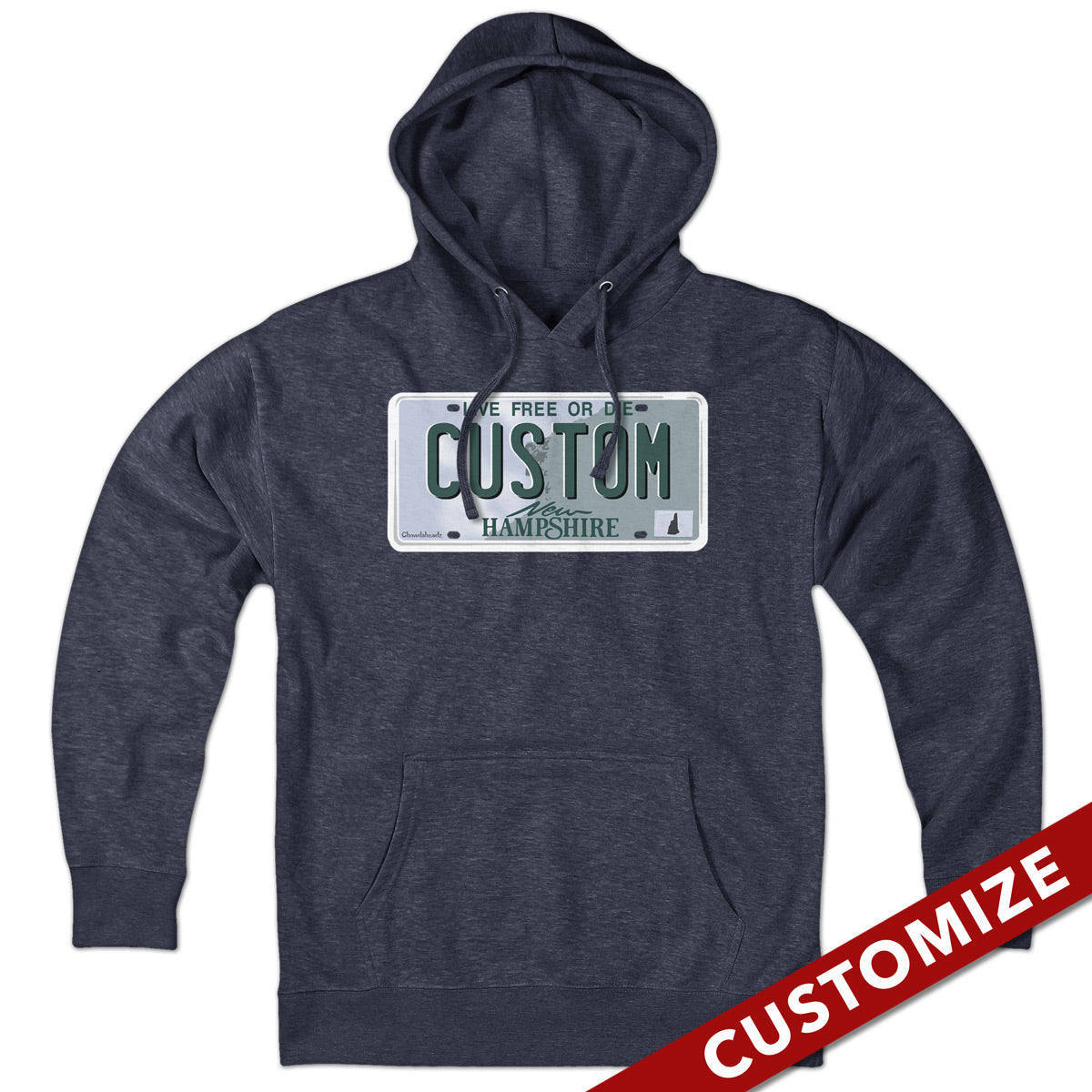 Custom New Hampshire License Plate Hoodie - Chowdaheadz