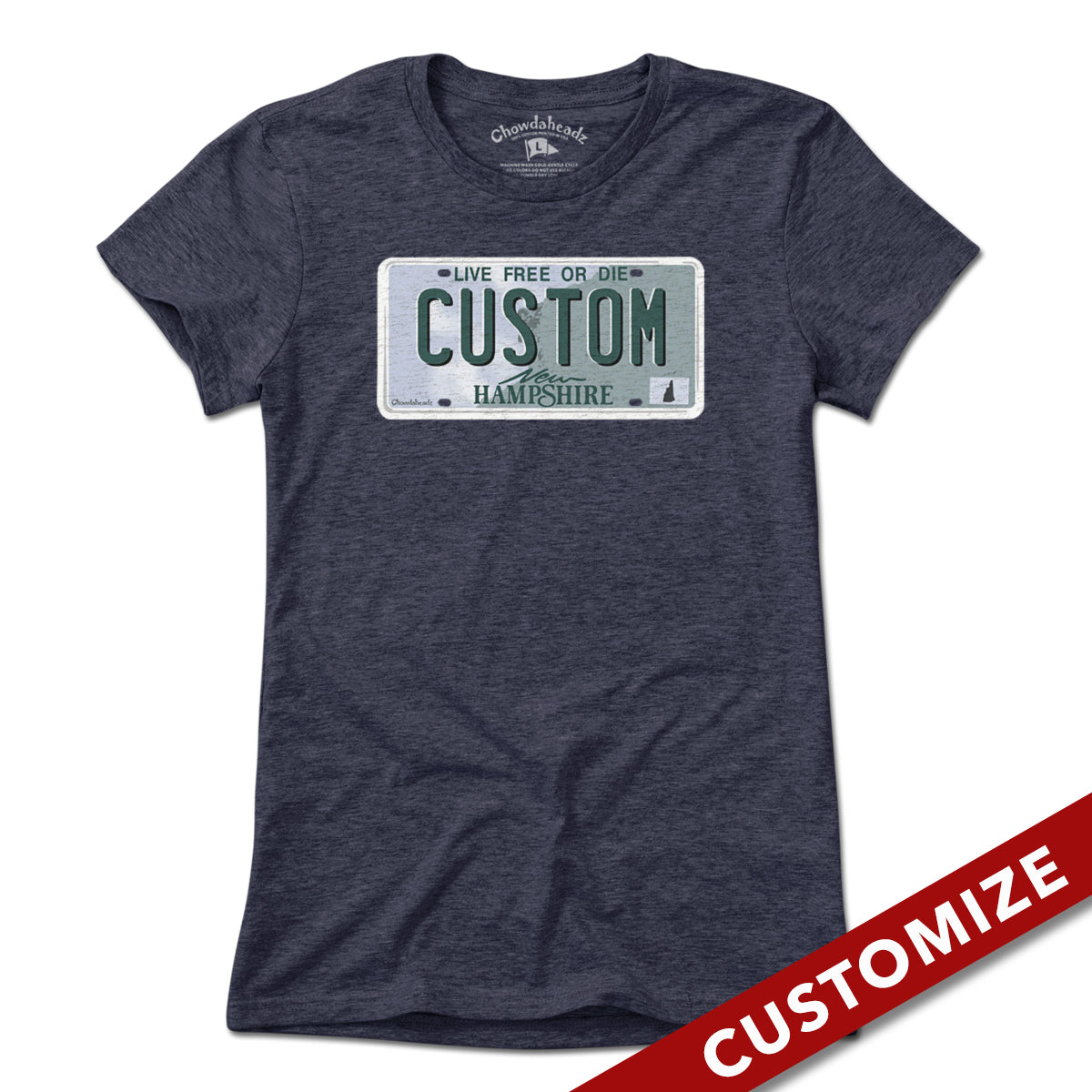 Custom New Hampshire License Plate T-Shirt - Chowdaheadz