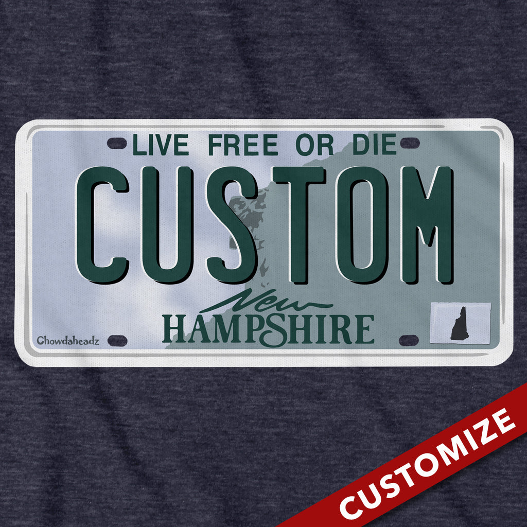 Custom New Hampshire License Plate Hoodie - Chowdaheadz