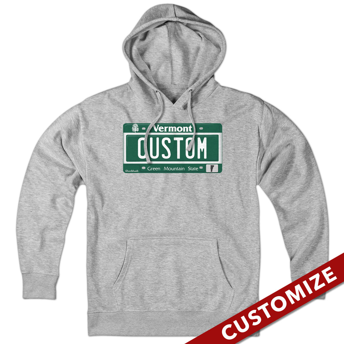 Custom Vermont License Plate Hoodie - Chowdaheadz