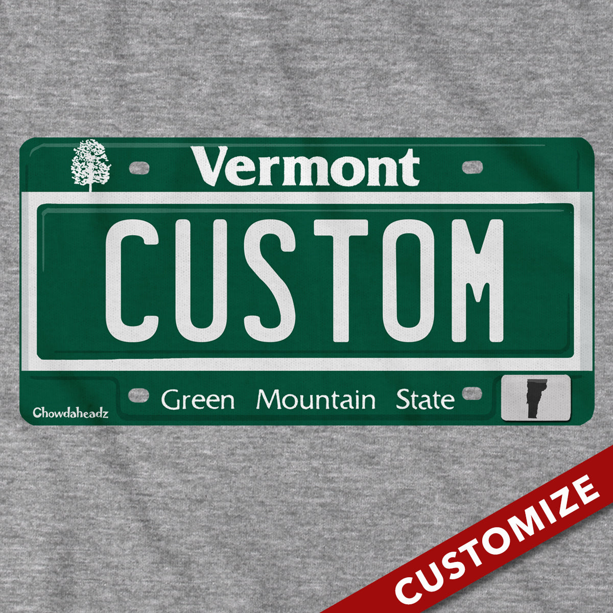 Custom Vermont License Plate Hoodie - Chowdaheadz