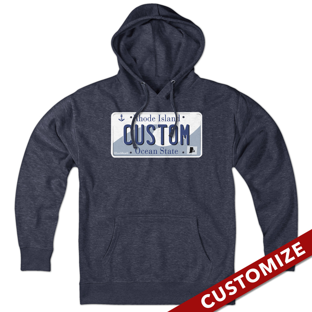 Custom Rhode Island License Plate Hoodie - Chowdaheadz