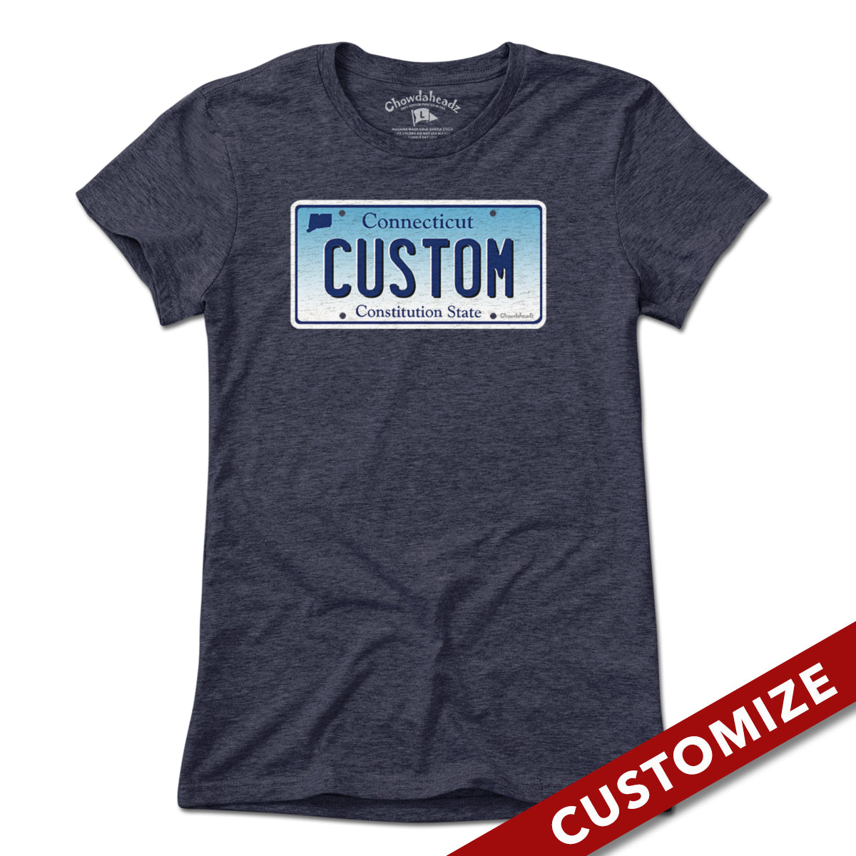 Custom Connecticut License Plate T-Shirt - Chowdaheadz