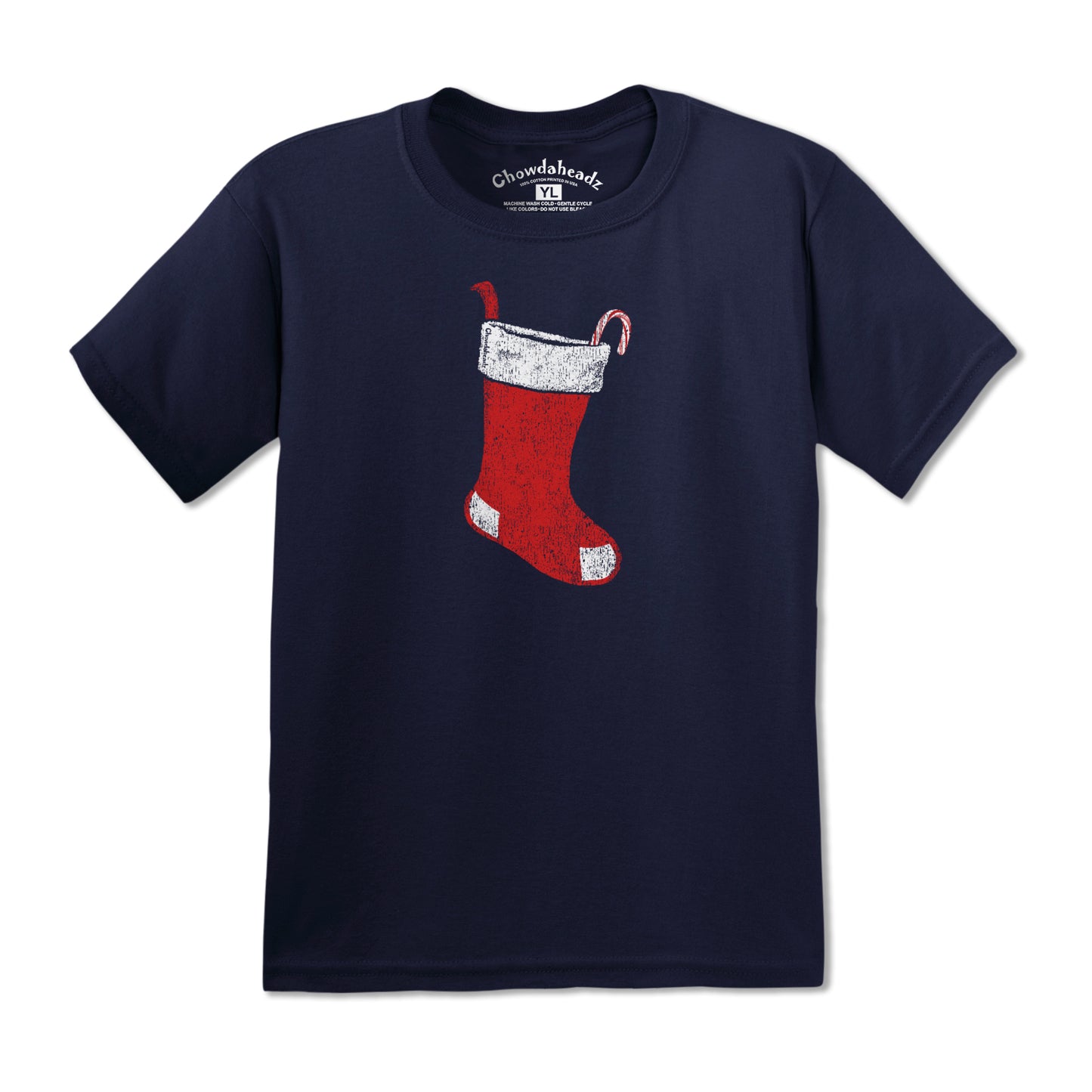 Boston Christmas Stocking Youth T-Shirt - Chowdaheadz