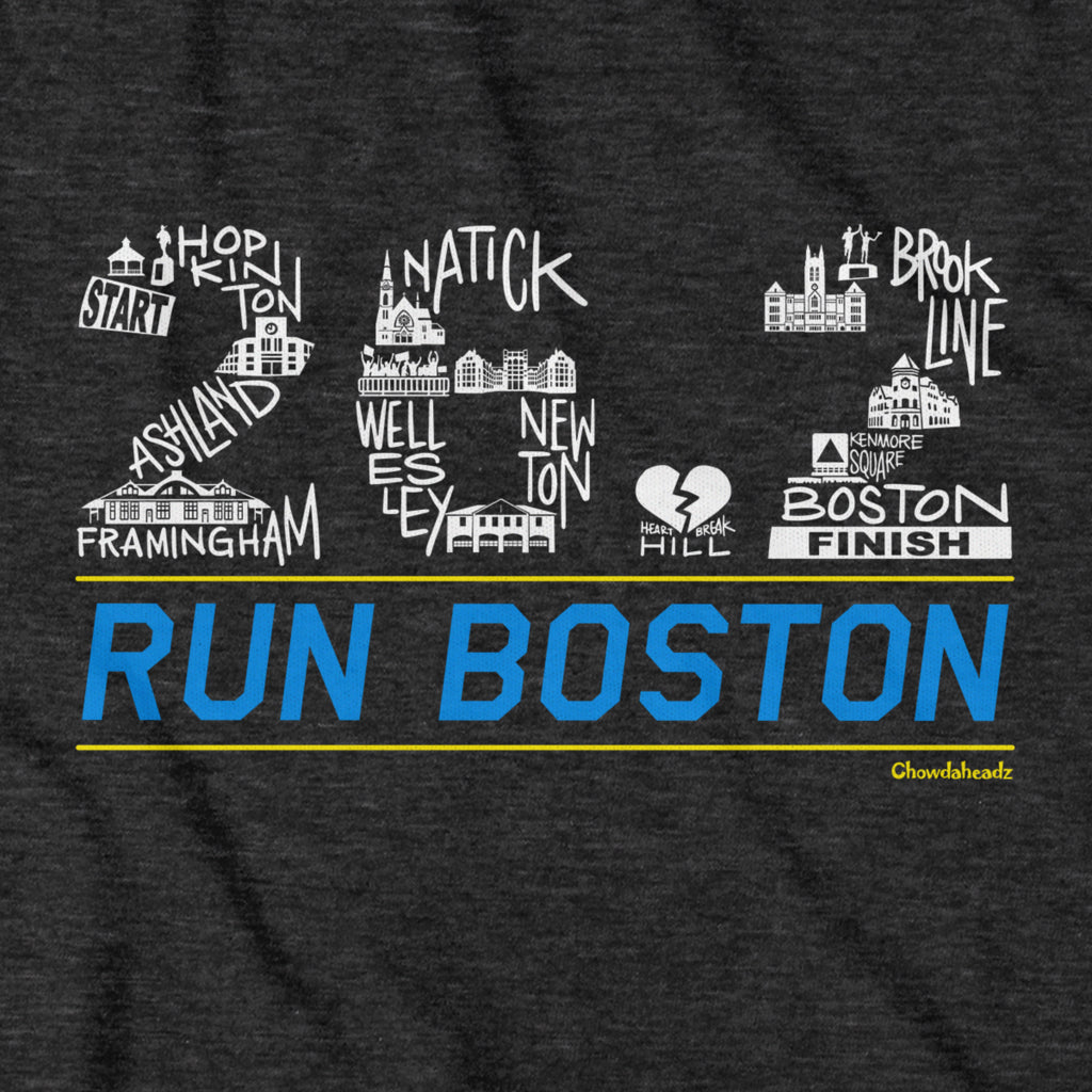 26.2 Run Boston Race Icons T-Shirt - Chowdaheadz