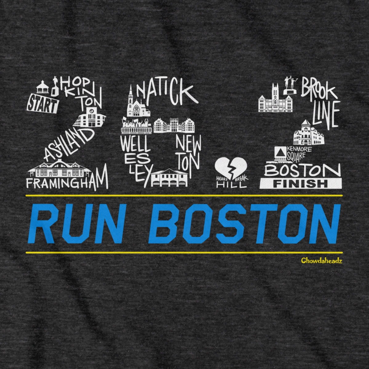26.2 Run Boston Race Icons T-Shirt - Chowdaheadz