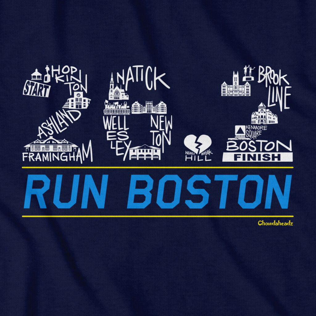 26.2 Run Boston Race Icons T-Shirt - Chowdaheadz