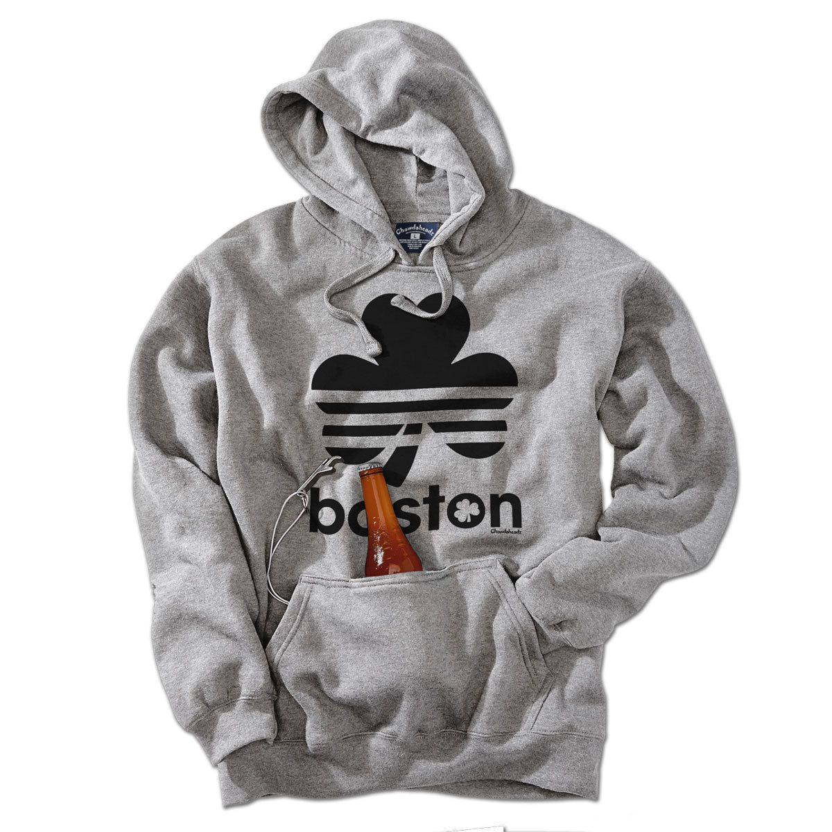 Boston Shamrock Blackout Tailgater Hoodie - Chowdaheadz