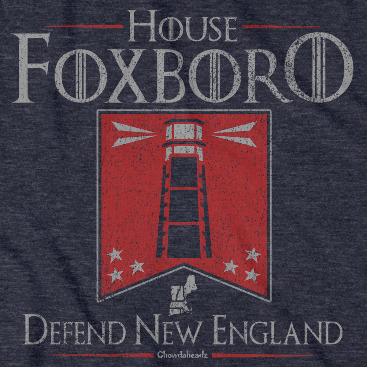 Long Sleeve in Navy with House Foxboro Lighthouse Banner heraldic graphic
