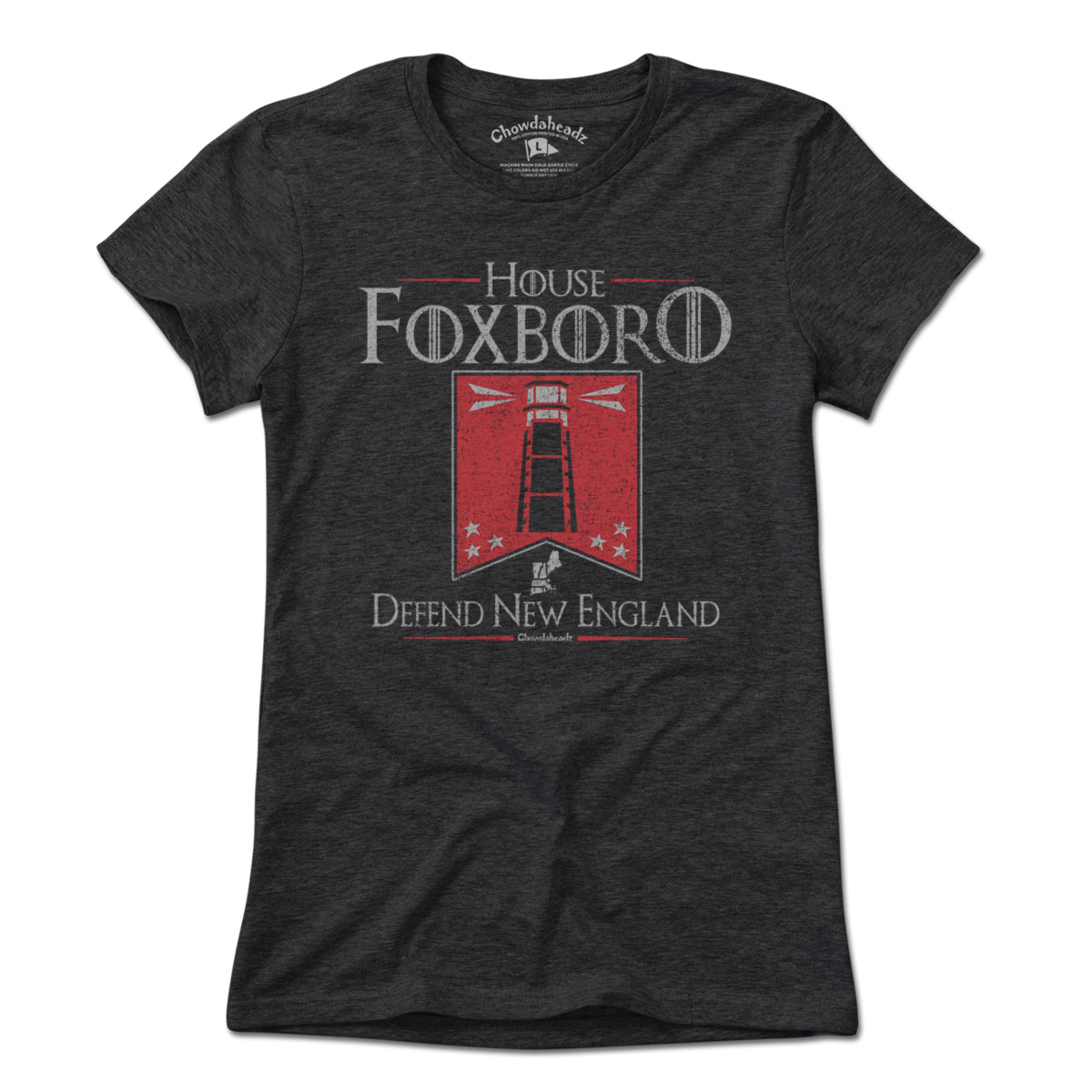 House Foxboro Lighthouse Banner tee graphic detail in Charcoal