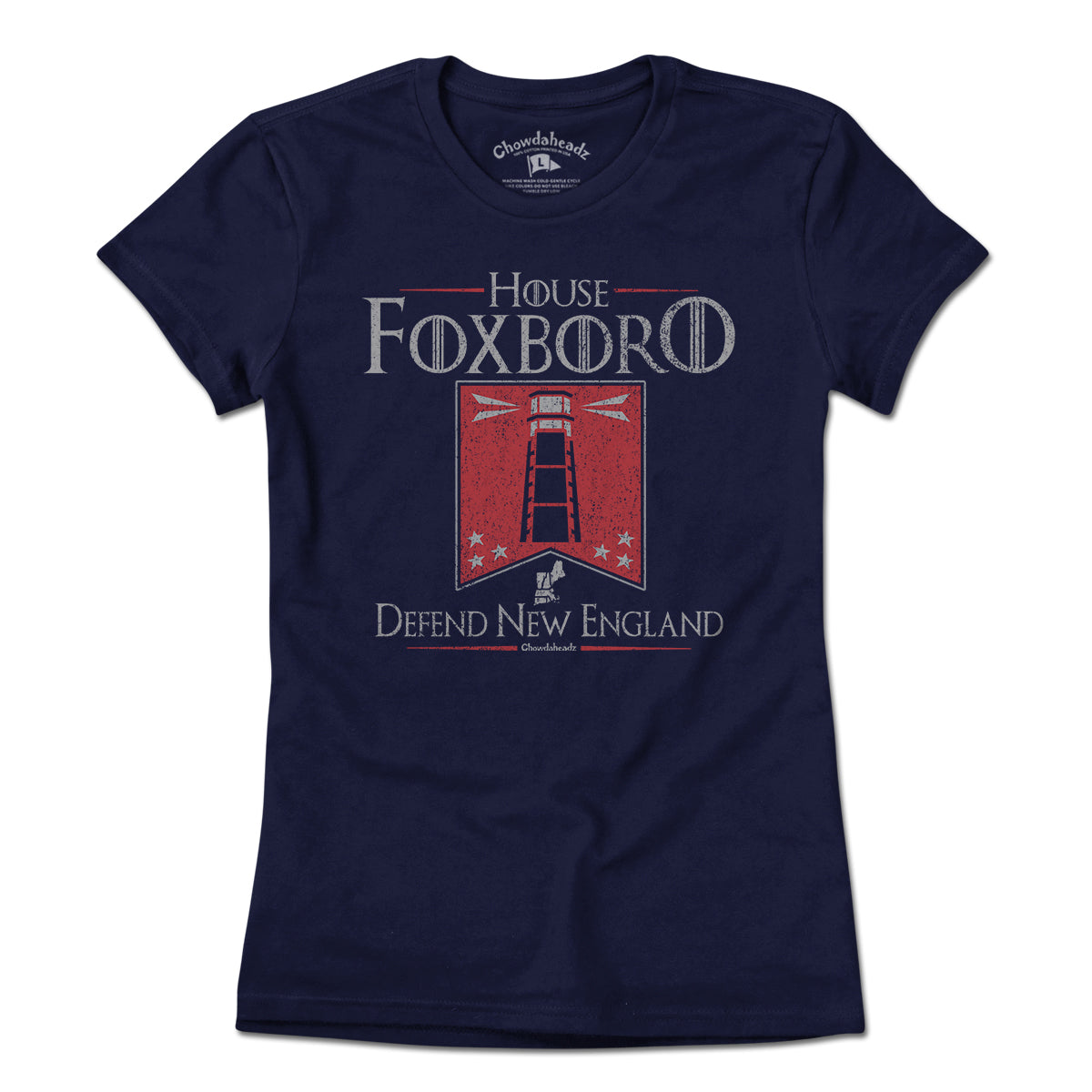 House Foxboro Lighthouse Banner tee graphic detail in Navy