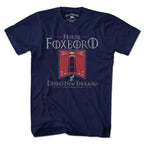 Men's Tee in Navy with House Foxboro Lighthouse Banner New England football heraldic graphic