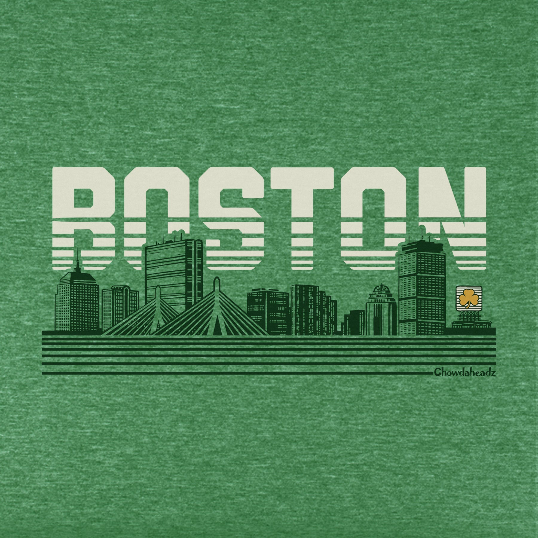 Boston Lined Cityscape Green Youth T-Shirt - Chowdaheadz
