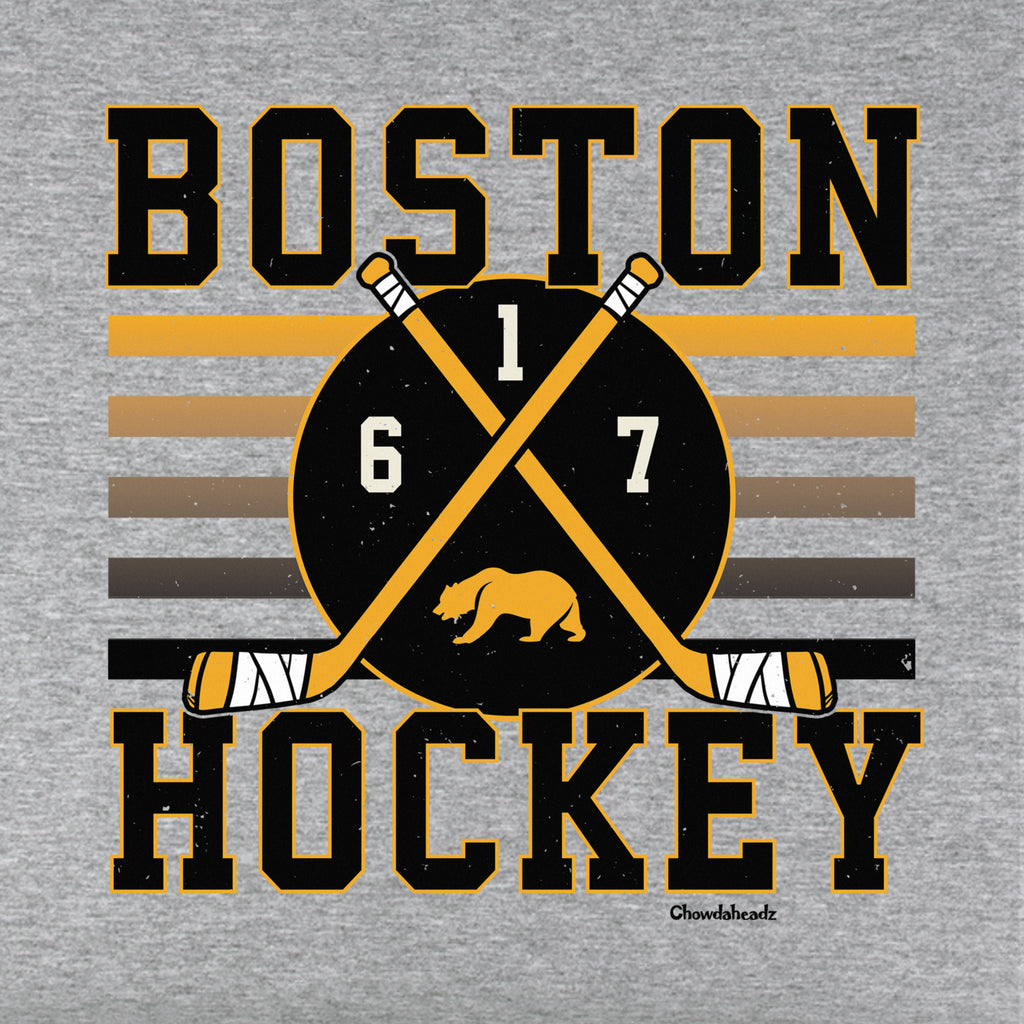 Boston Hockey Crossed Sticks Youth Hoodie - Chowdaheadz