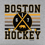 Boston Hockey Crossed Sticks Youth Hoodie - Chowdaheadz