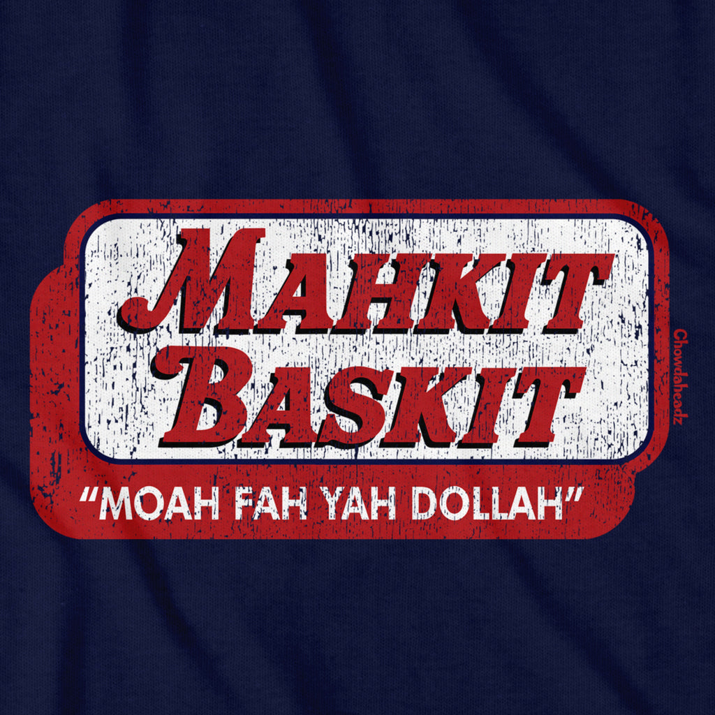 Mahkit Baskit T-Shirt — graphic detail in Navy