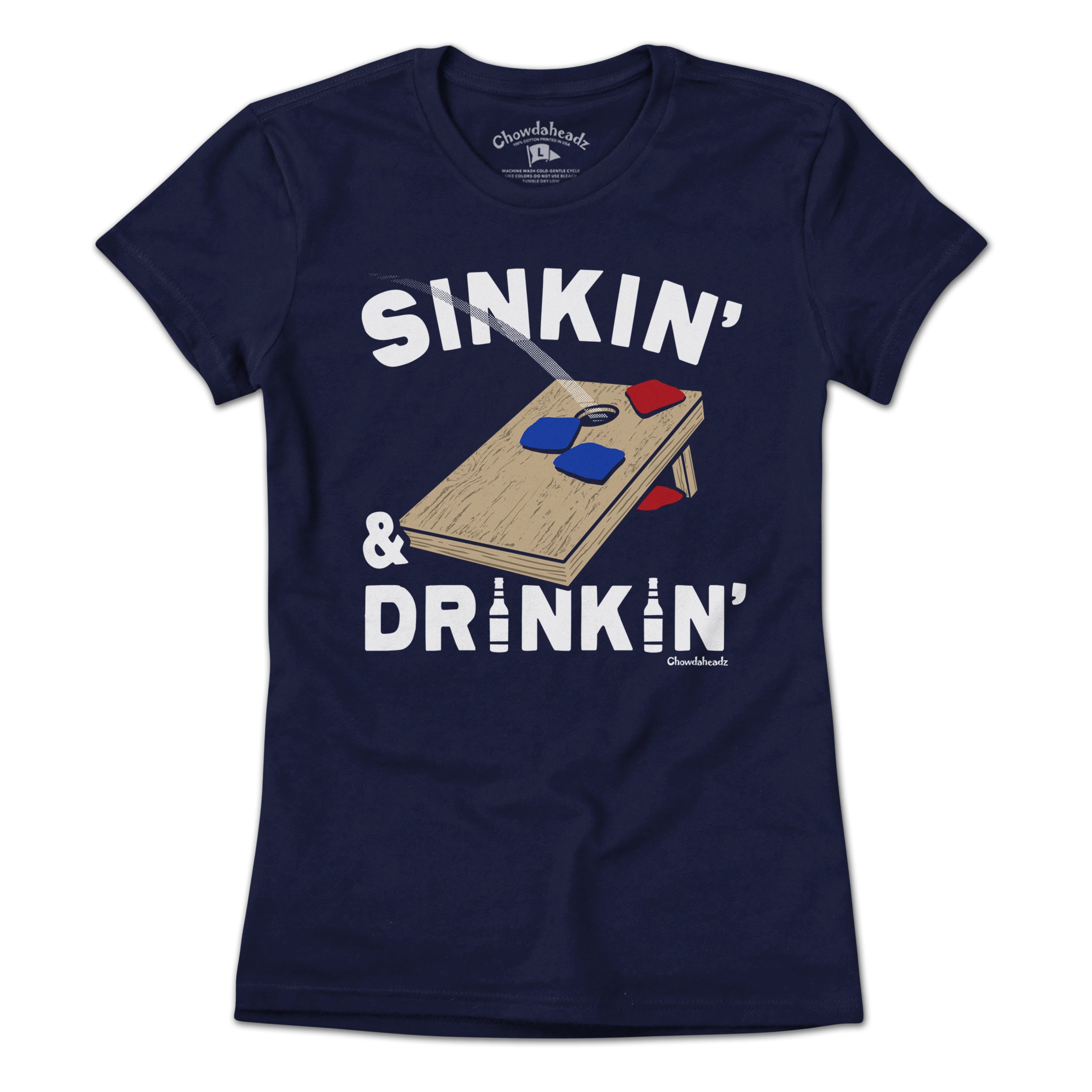 Sinkin' & Drinkin' Cornhole T-Shirt - Chowdaheadz