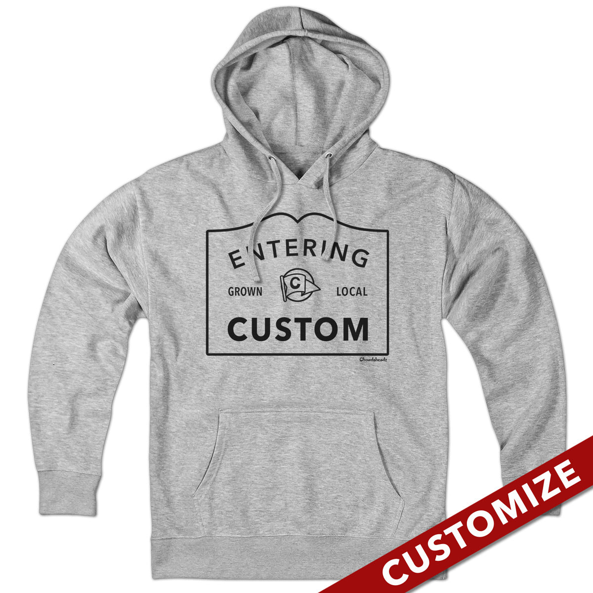 Entering "Custom" City or Town Sign Hoodie
