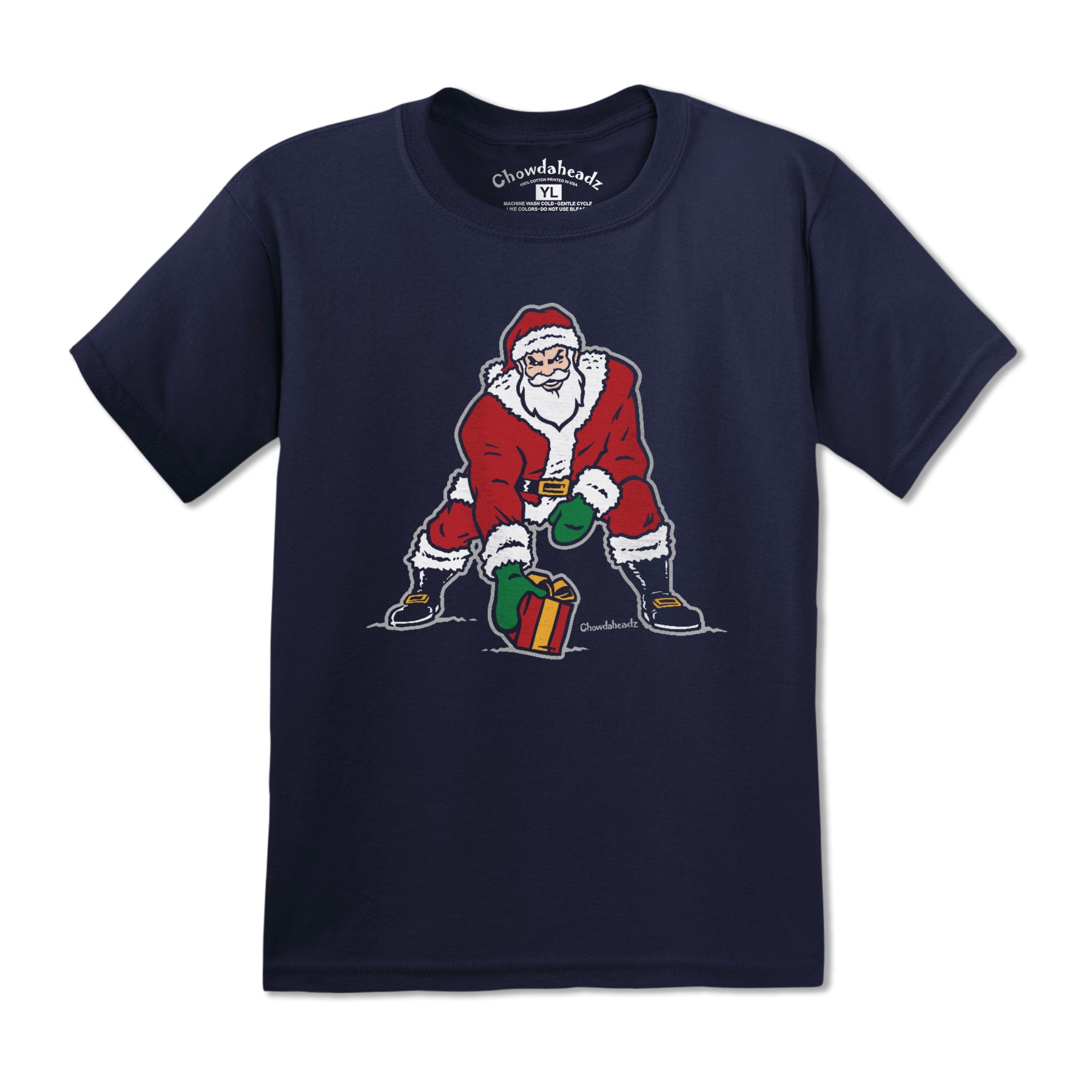 Three Point Stance Santa Youth T-Shirt - Chowdaheadz