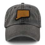 Connecticut State Wood Grain Patch Washed Dad Hat
