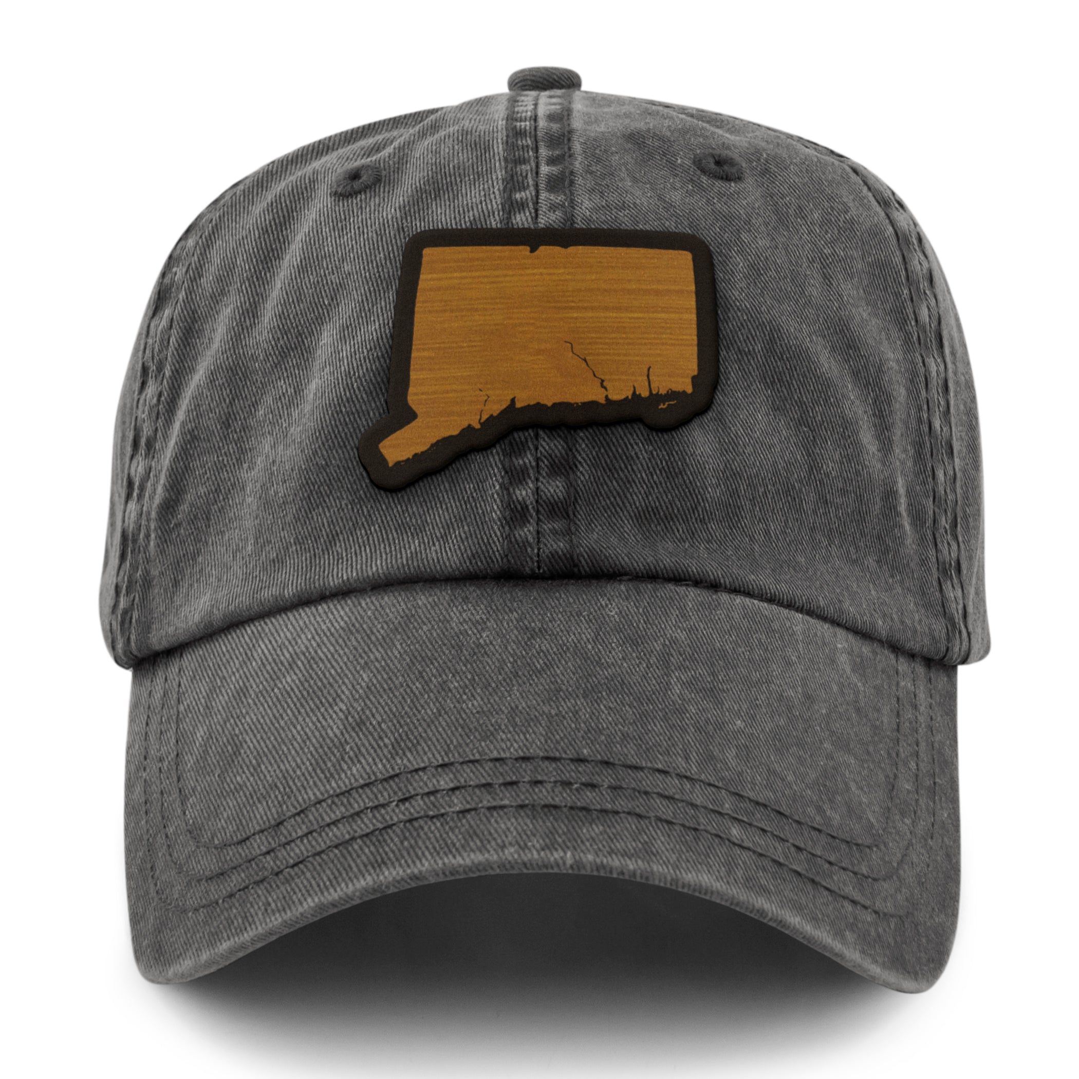 Connecticut State Wood Grain Patch Washed Dad Hat