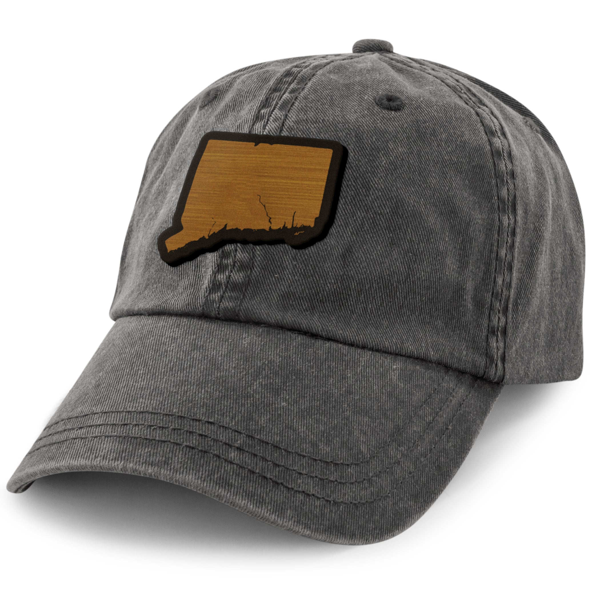 Connecticut State Wood Grain Patch Washed Dad Hat