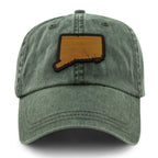 Connecticut State Wood Grain Patch Washed Dad Hat
