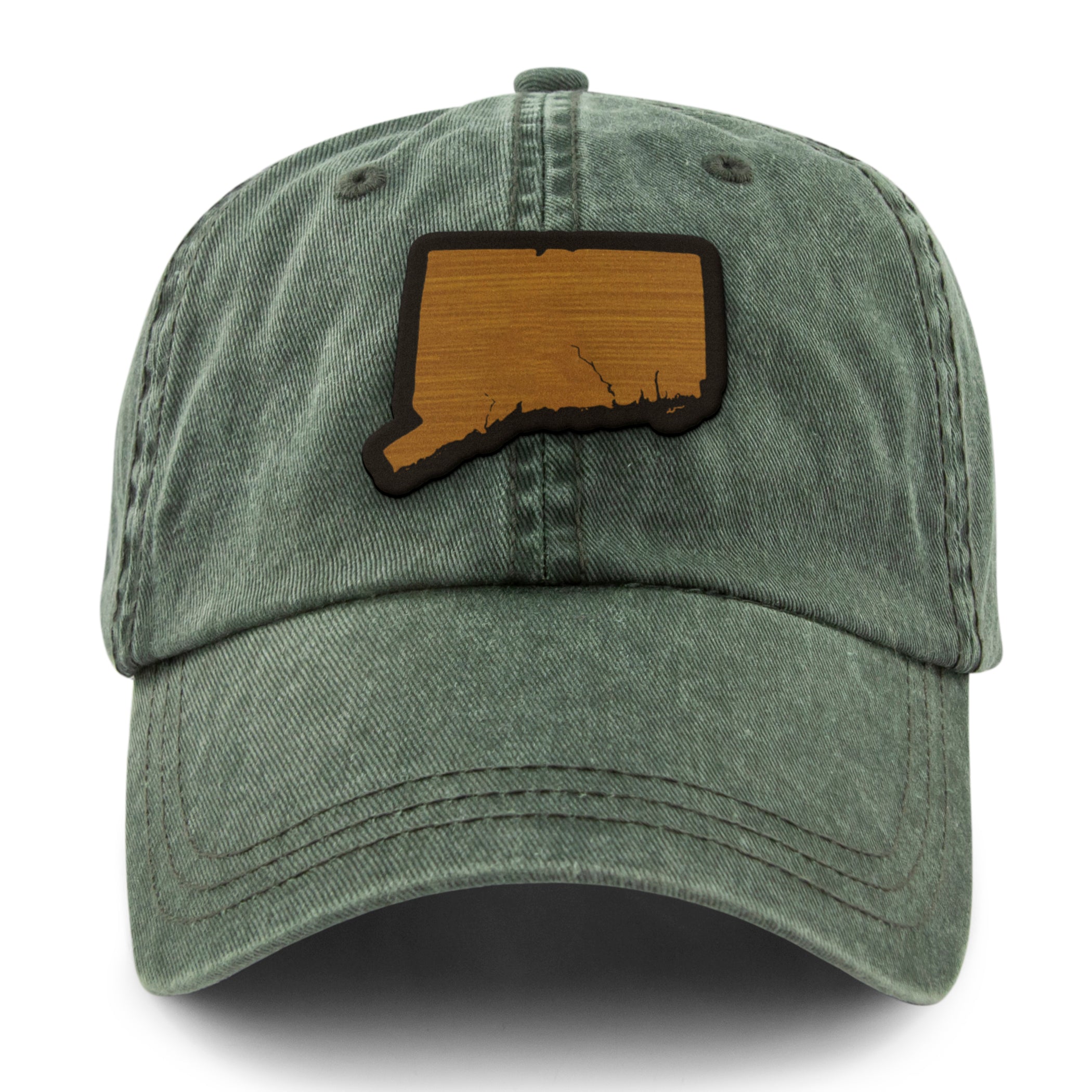 Connecticut State Wood Grain Patch Washed Dad Hat