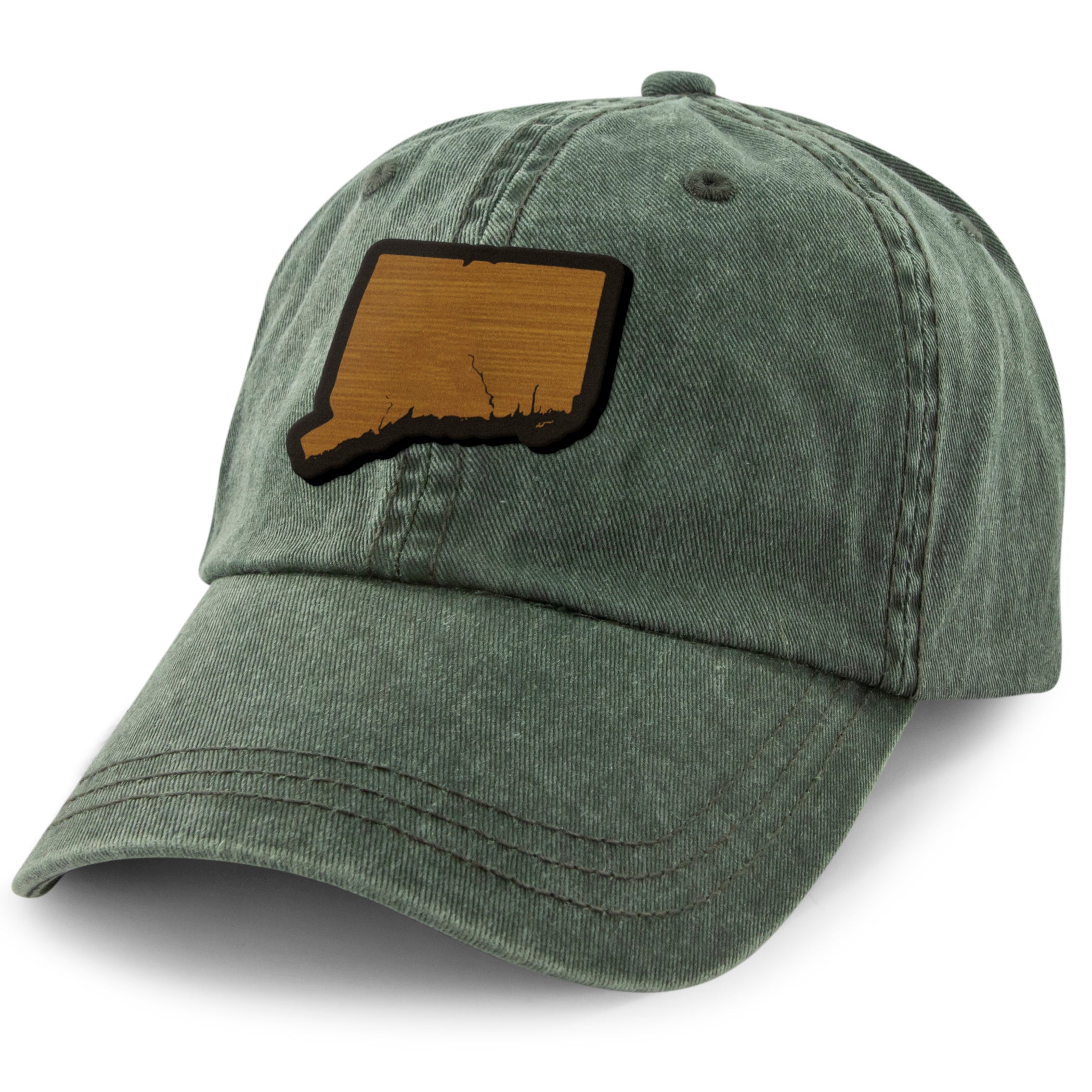Connecticut State Wood Grain Patch Washed Dad Hat