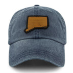 Connecticut State Wood Grain Patch Washed Dad Hat