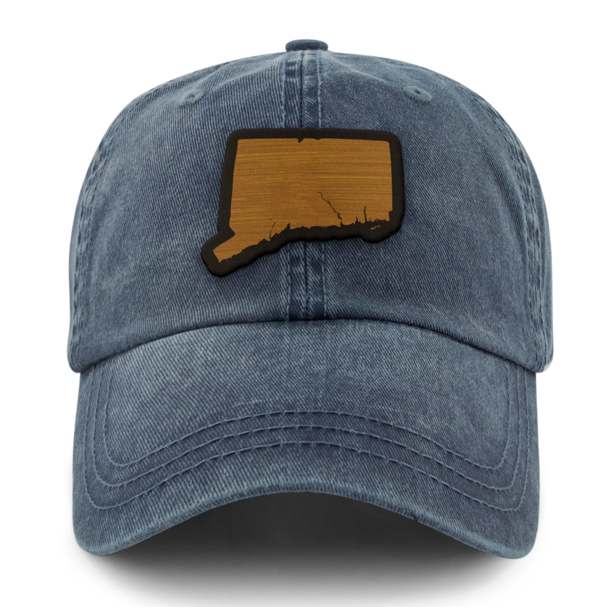Connecticut State Wood Grain Patch Washed Dad Hat