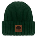 Boston Shamrock Leather Patch Chunky Knit Winter Hat - Chowdaheadz