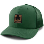 Boston Shamrock Leather Patch Classic Snapback Trucker - Chowdaheadz