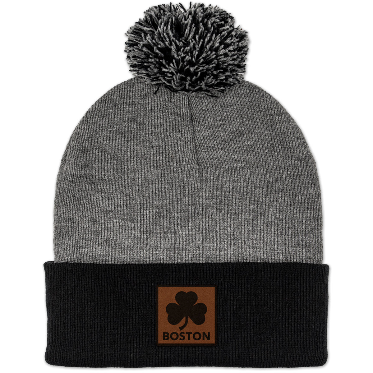 Boston Shamrock Leather Patch Two Tone Knit - Chowdaheadz
