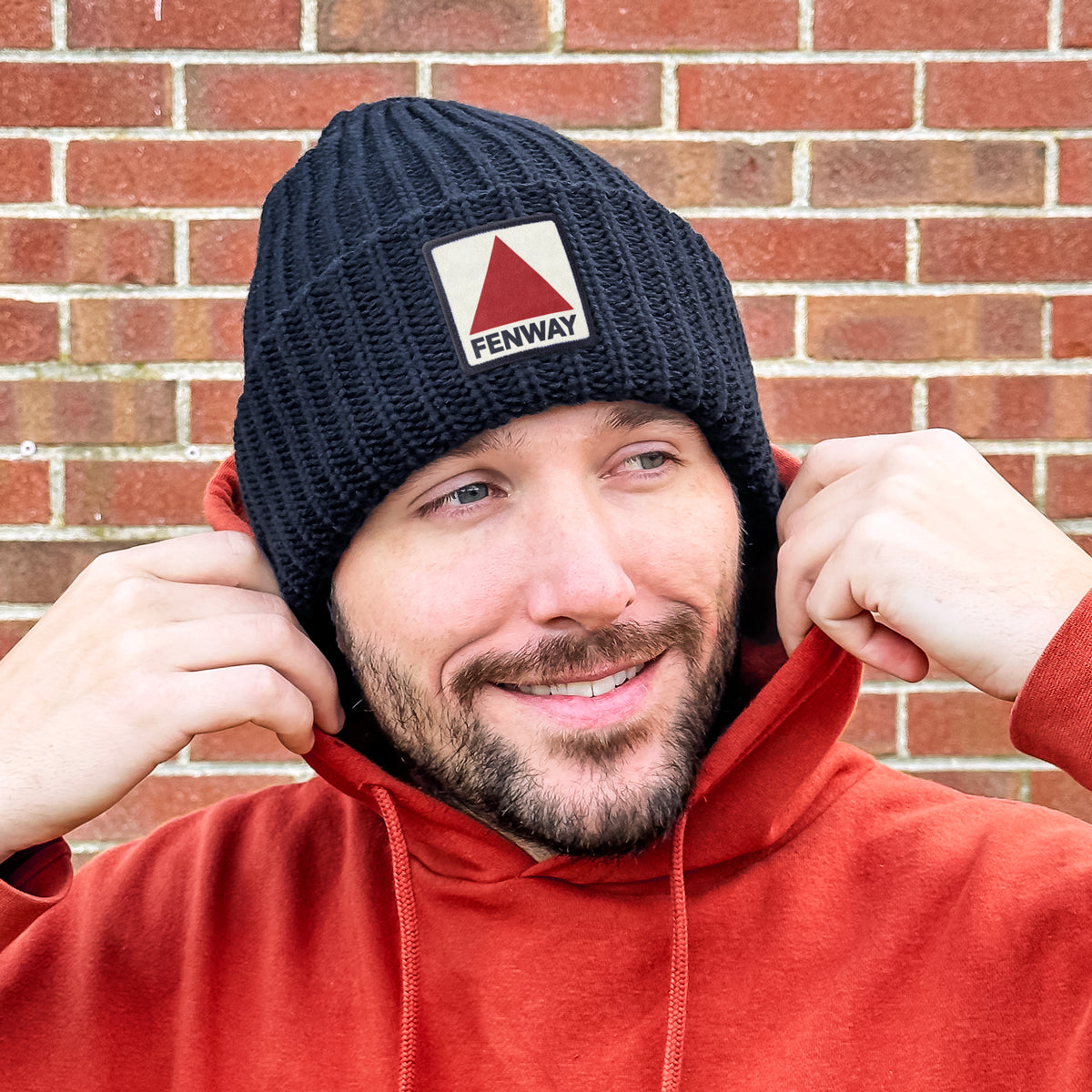 Fenway Printed Patch Chunky Knit Winter Hat - Chowdaheadz