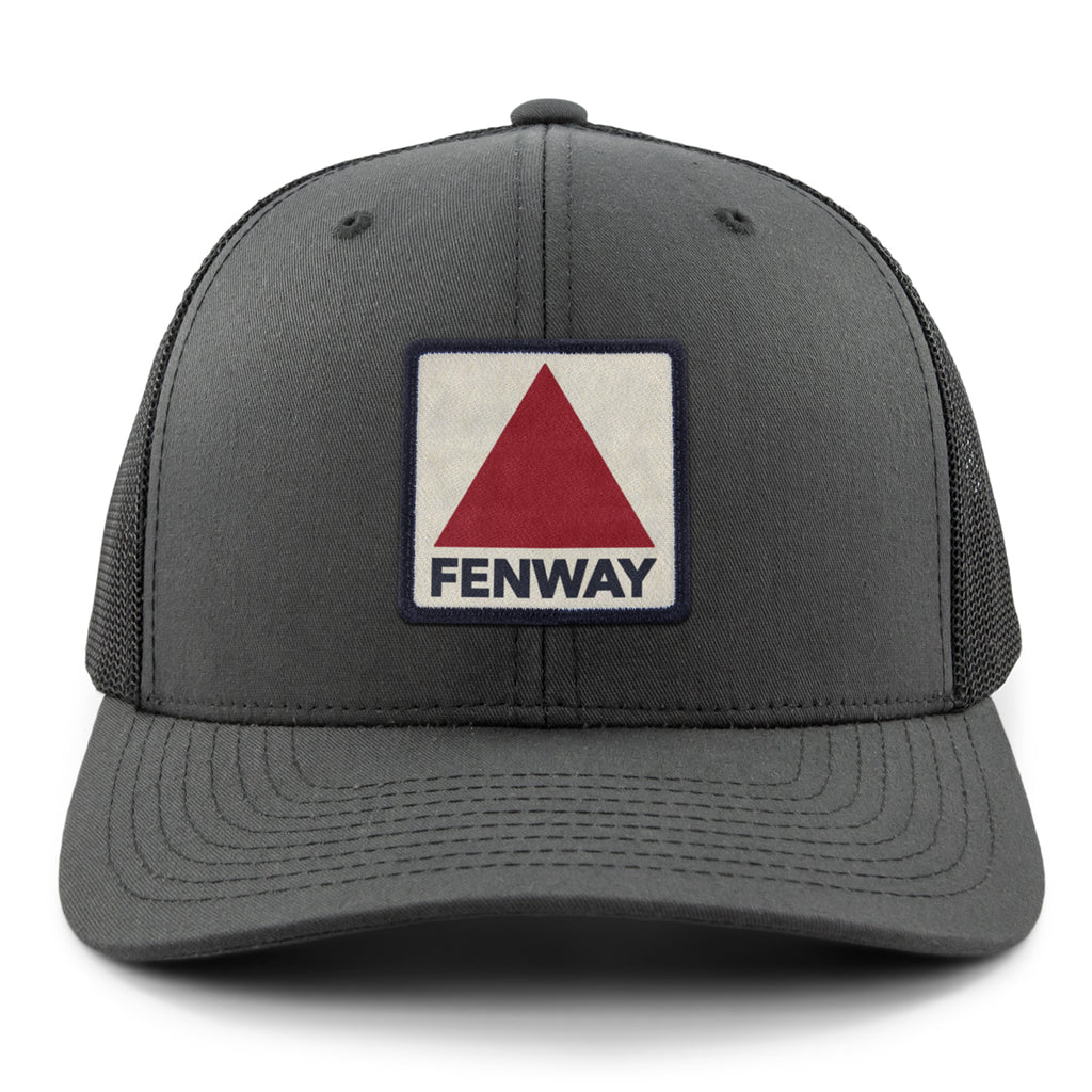 Fenway Printed Patch Classic Snapback Trucker Hat — front view in Charcoal